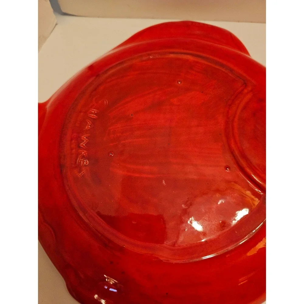 Vintage Holland Mold Red Ceramic Fish Plates S/4 MCM Nautical Signed‎ Pickle